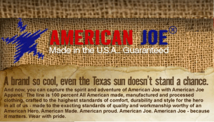eshop at American Joe's web store for Made in the USA products